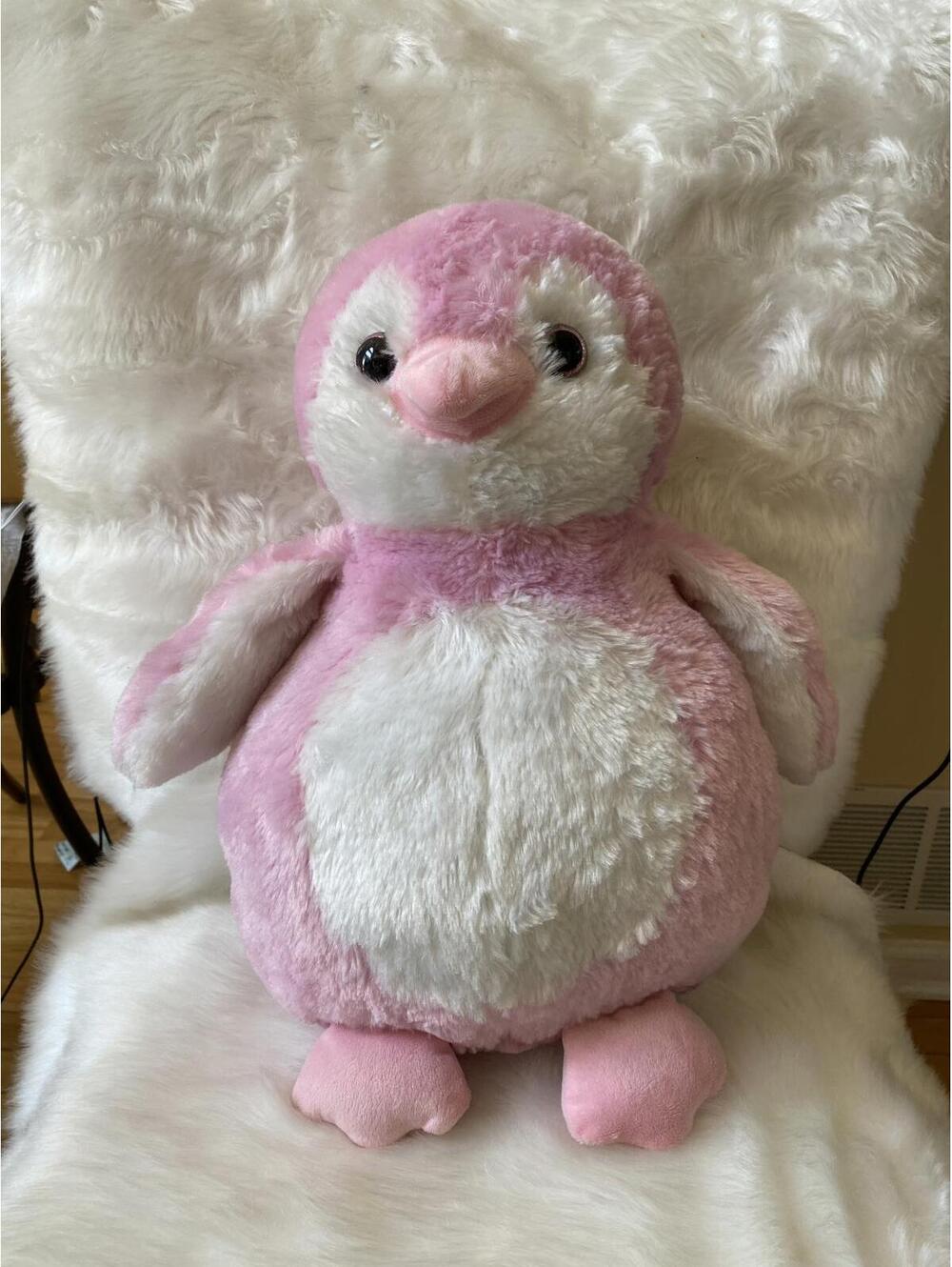 Pink and White Plush Penguin Stuffed Animal